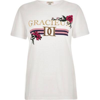 River Island Womens White 'gracieux' Foil Print Fitted T-shirt