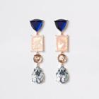River Island Womens Rose Gold Color Jewel Drop Earrings