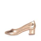 River Island Womens Patent Rose Gold Block Heel Ballerina Shoes