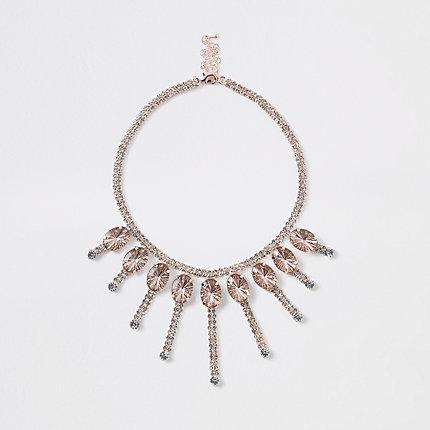 River Island Womens Rose Gold Jewel Embellished Necklace