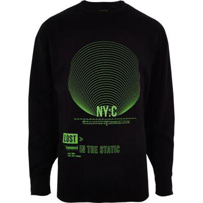River Island Mens 'nyc' Green Print Slouch Fit Sweatshirt