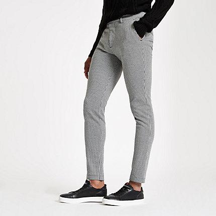 River Island Mens Houndstooth Check Skinny Fit Pants
