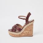 River Island Womens Wide Fit Studded Cross Strap Wedges