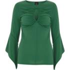 River Island Womens Ruched Peekaboo Bell Sleeve Top