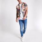 River Island Mens Sunflower Print Short Sleeve Shirt