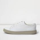 River Island Mens White Perforated Sneakers