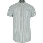 River Island Mens Stripe Short Sleeve Slim Oxford Shirt