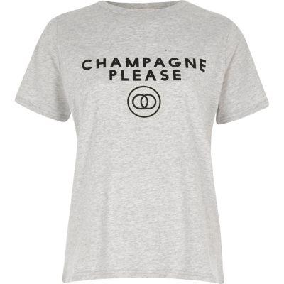 River Island Womens Marl 'champagne Please' T-shirt
