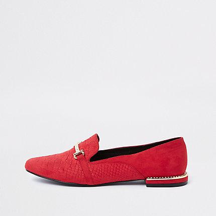 River Island Womens Croc Gem Heel Snaffle Loafers