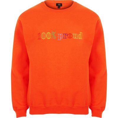River Island Mens Pride '100% Proud' Sweatshirt
