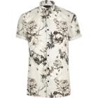 River Island Menswhite Floral Print Slim Fit Shirt