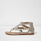 River Island Womens Silver Embellished Pearl Sandals