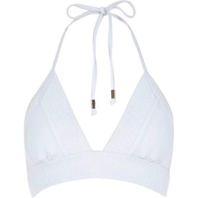 River Island Womens White Triangle Halter Neck Bikini Top