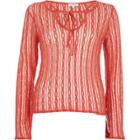 River Island Womens Open Mesh Lace-up Front Top