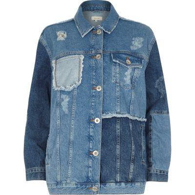 River Island Womens Oversized Patchwork Denim Jacket