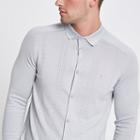 River Island Mens Slim Cable Button-up Polo Shirt