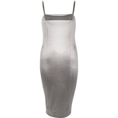 River Island Womens Silver Strappy Stretch Bodycon Dress