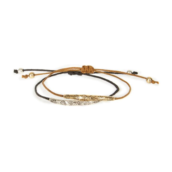 River Island Mensblack 2 Pack Thread Bracelets