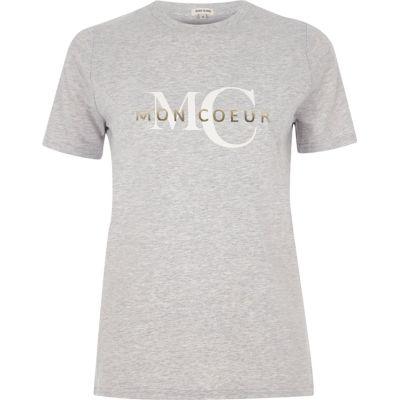 River Island Womens 'mon Coeur' Print Fitted T-shirt