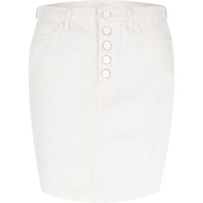 River Island Womens High Waisted Raw Hem Denim Mini Skirt