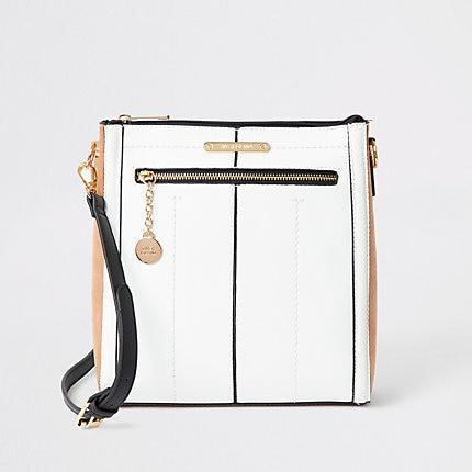 River Island Womens White Zip Front Messenger Bag