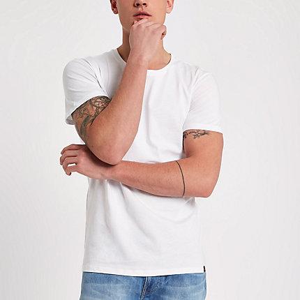 River Island Mens Lee White Crew Neck Short Sleeve T-shirt