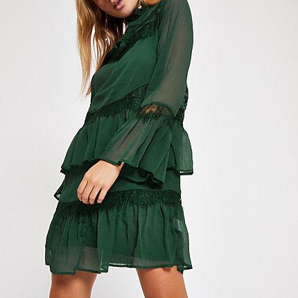 River Island Womens Lace Frill Trim Swing Dress