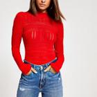 River Island Womens Knitted Long Puff Frill Trim Sleeve Top