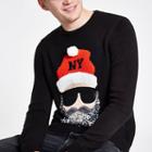 River Island Mens Sequin Santa Face Print Jumper