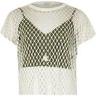 River Island Womens White Bralette Overlay Mesh T-shirt