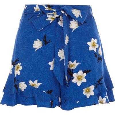 River Island Womens Frill Hem Floral Print Shorts