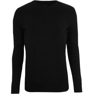 River Island Mens Ribbed Long Sleeve Knit T-shirt