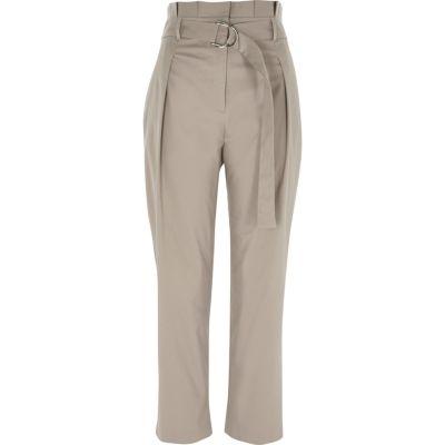 River Island Womens High Waisted D Ring Tapered Trousers