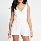 River Island Womens White V Neck Playsuit
