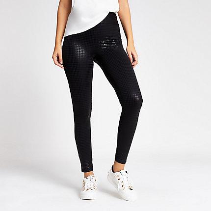 River Island Womens Dogtooth Check Printed Coated Leggings