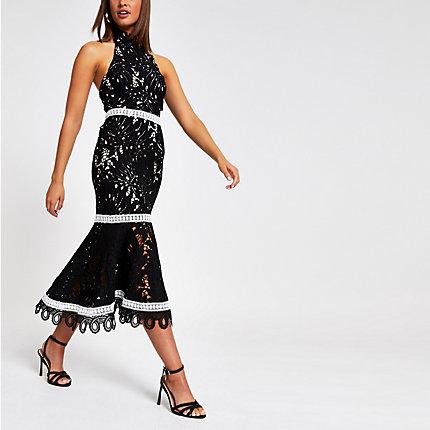 River Island Womens Forever Unique Lace High Neck Dress