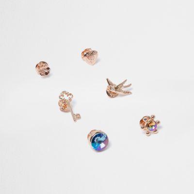 River Island Womens Rose Gold Tone Badge Set
