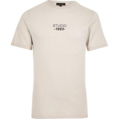 River Island Mens Slim Fit Studio Print T-shirt
