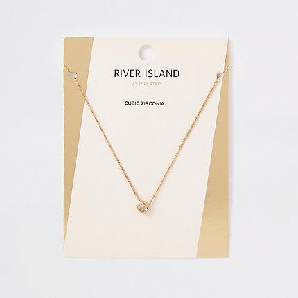 River Island Womens Gold Plated Cubic Zirconia Necklace