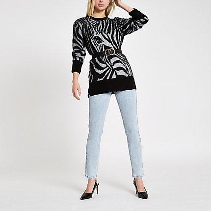 River Island Womens Zebra Face Print Sweater