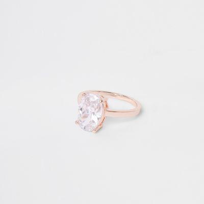 River Island Womens Rose Gold Tone Cubic Zirconia Ring
