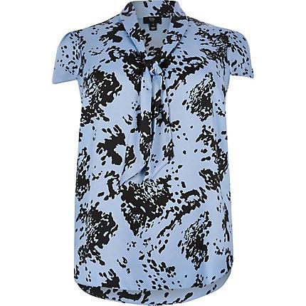 River Island Womens Plus Print Tie Neck Blouse