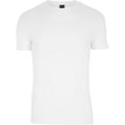 River Island Mens White Chunky Rib Muscle Fit T-shirt