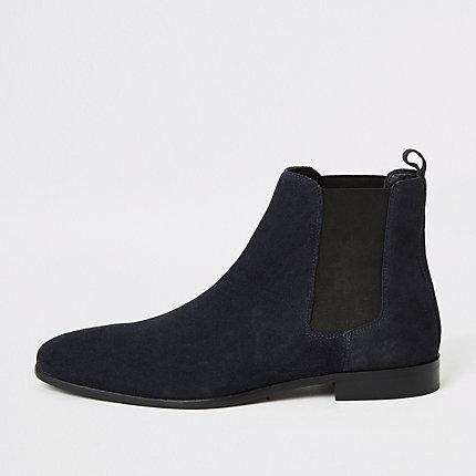 River Island Mens Suede Square Toe Chelsea Boots