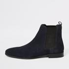 River Island Mens Suede Square Toe Chelsea Boots