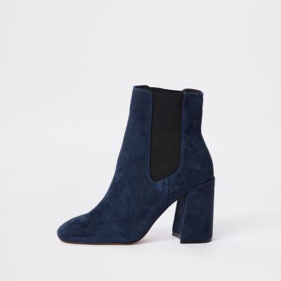 River Island Womens Faux Suede Block Heel Boots