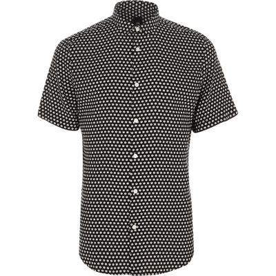 River Island Mens Ditsy Print Slim Fit Short Sleeve Shirt