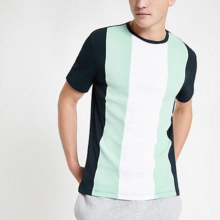 River Island Mens Slim Fit Vertical Colour Block T-shirt