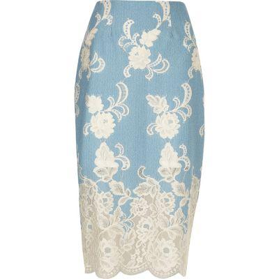 River Island Womens Floral Lace Pencil Skirt