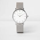River Island Womens Silver Tone Elie Beaumont Mesh Strap Watch